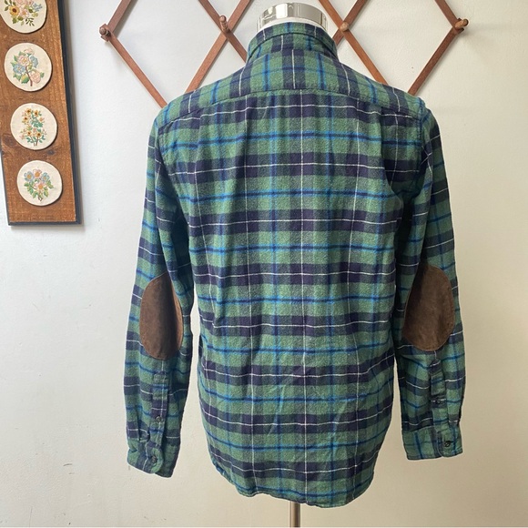 J Crew Wool Flannel Plaid Suede Elbow Patch Oxford Button Up Shirt - Picture 10 of 15